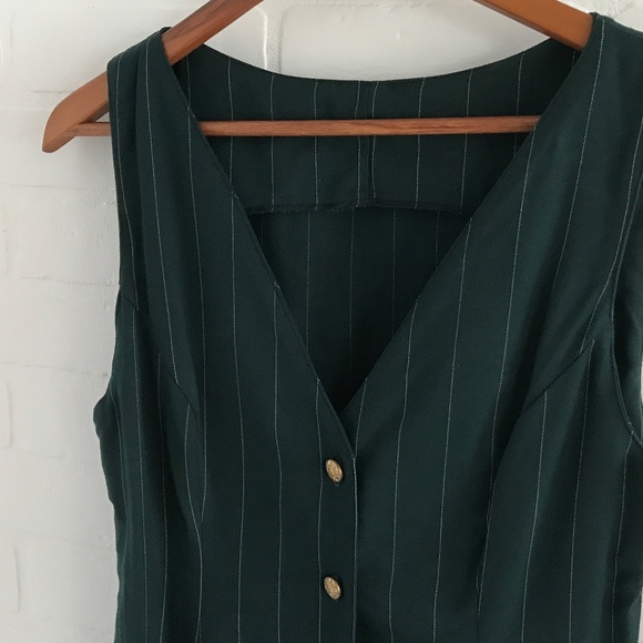 Vintage Office Button down Forest Green Dress Women Size S - Picture 1 of 4